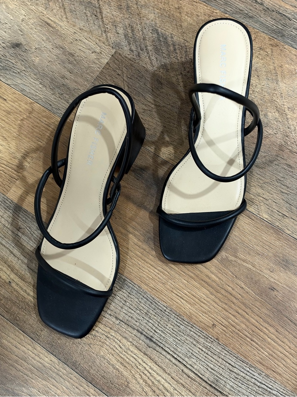 Marc Fisher Black Strappy Square-Toe Sandal - Women